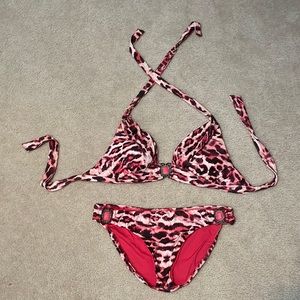 Everything But Water Burgundy & Pink Leopard Print w/pink stone accents - Lg